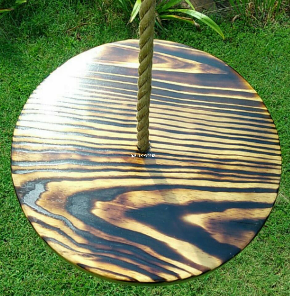 Charred Disc Wood Tree Swing