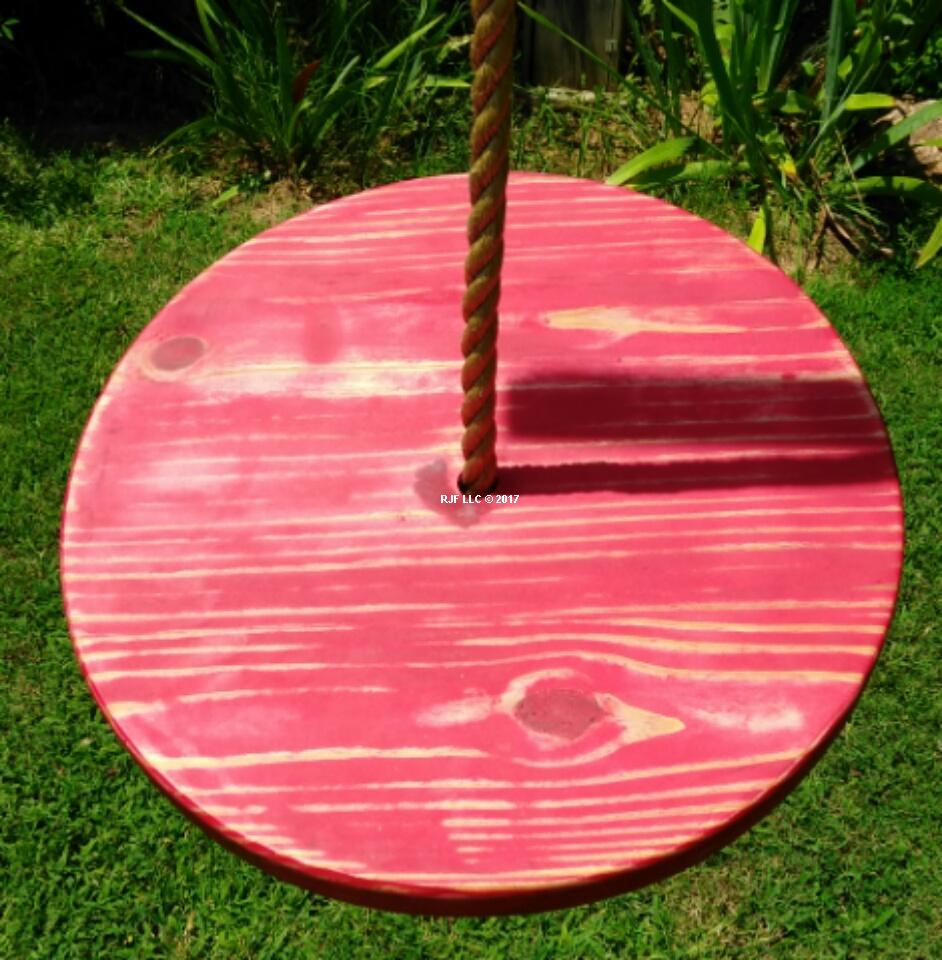 Distressed Disc Wood Tree Swing