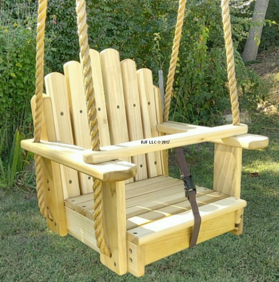 Wood Tree Swing Sun Burst Cherry Kids Seat with 11 feet of rope per side